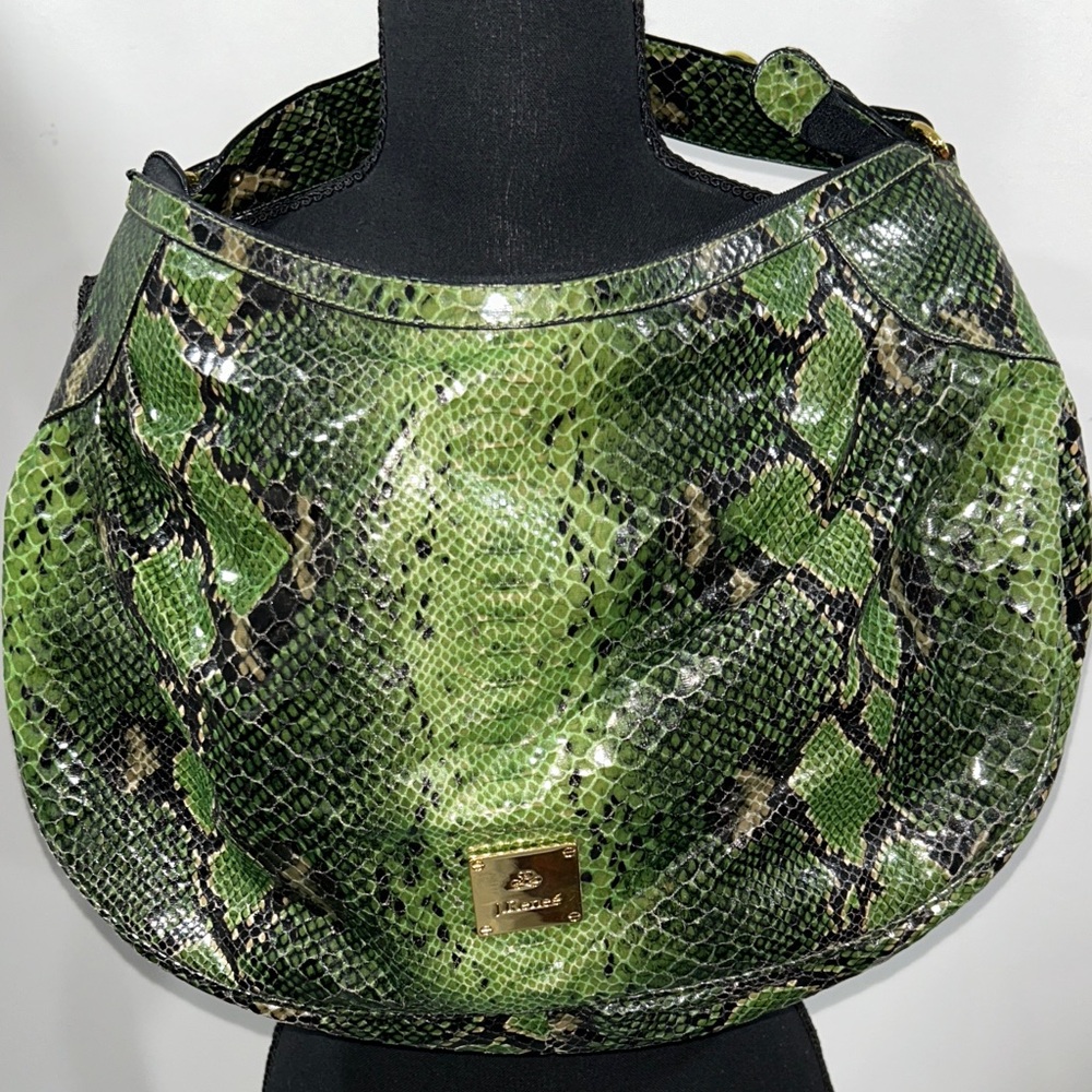 J.Renee Green Snake Print Hobo Bag